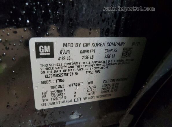 KL79MMS27MB181185 2021 CHEVROLET TRAILBLAZER Black Սալոնի 360 աստիճան տեսք