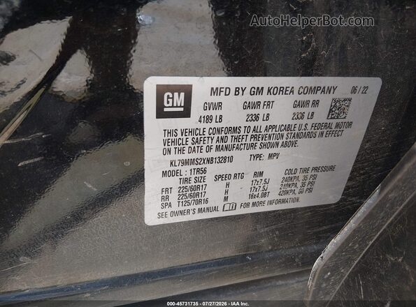 KL79MMS2XNB132810 2022 CHEVROLET TRAILBLAZER Black Widok komory silnika