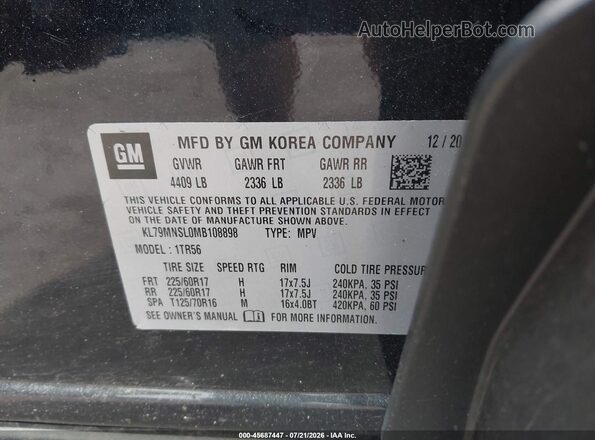 KL79MNSL0MB108898 2021 CHEVROLET TRAILBLAZER Dark Blue Շարժիչի բաժամունքի տեսք