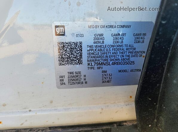 KL79MNSL4RB035025 2024 CHEVROLET TRAILBLAZER White Սալոնի 360 աստիճան տեսք