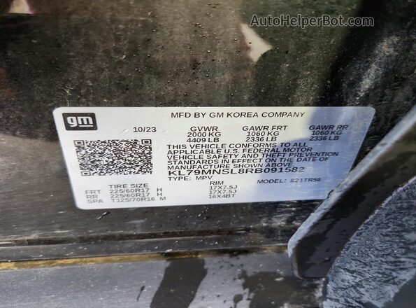 KL79MNSL8RB091582 2024 CHEVROLET TRAILBLAZER Black Widok naklejki z numerem VIN