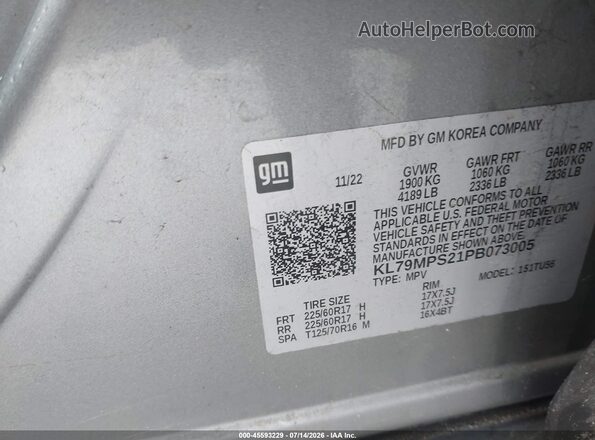 KL79MPS21PB073005 2023 CHEVROLET TRAILBLAZER Gray Engine compartment view