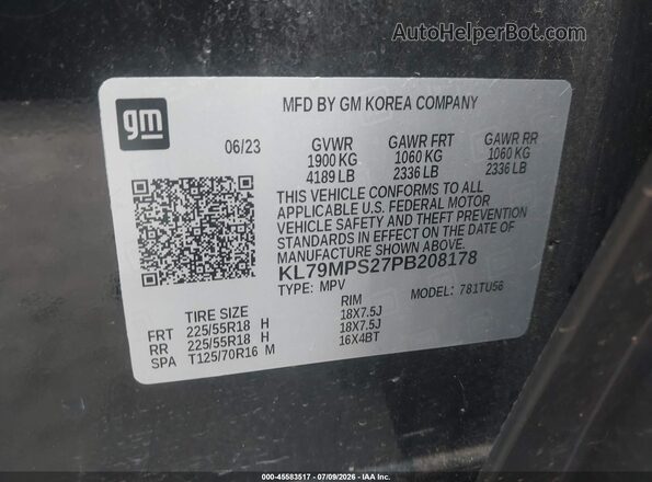 KL79MPS27PB208178 2023 CHEVROLET TRAILBLAZER Black Vista del compartimento del motor