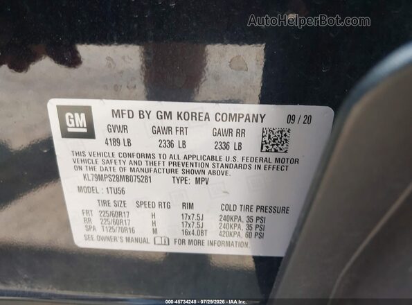 KL79MPS28MB075281 2021 CHEVROLET TRAILBLAZER Black Շարժիչի բաժամունքի տեսք