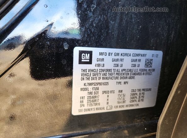 KL79MPS29PB016325 2023 CHEVROLET TRAILBLAZER Black Вид наклейки з VIN-кодом