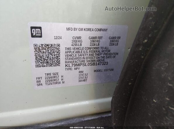 KL79MPSL0SB147323 2025 CHEVROLET TRAILBLAZER Gray Engine compartment view