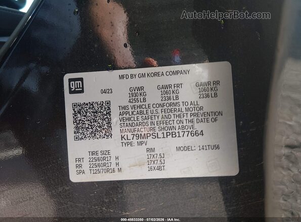 KL79MPSL1PB177664 2023 CHEVROLET TRAILBLAZER Black Շարժիչի բաժամունքի տեսք