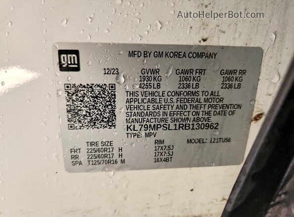 KL79MPSL1RB130962 2024 CHEVROLET TRAILBLAZER White 360 interior view