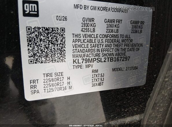 KL79MPSL2TB167297 2026 CHEVROLET TRAILBLAZER Black Engine compartment view
