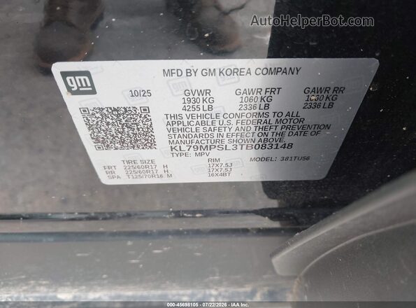 KL79MPSL3TB083148 2026 CHEVROLET TRAILBLAZER Black Widok komory silnika