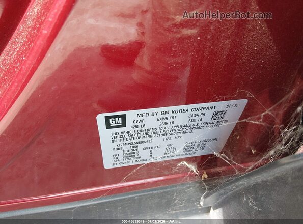KL79MPSL5NB092842 2022 CHEVROLET TRAILBLAZER Red Widok komory silnika