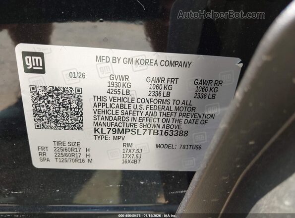 KL79MPSL7TB163388 2026 CHEVROLET TRAILBLAZER Black Widok komory silnika