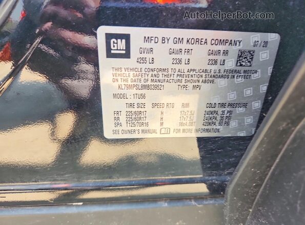 KL79MPSL8MB039521 2021 CHEVROLET TRAILBLAZER Black Շարժիչի բաժամունքի տեսք