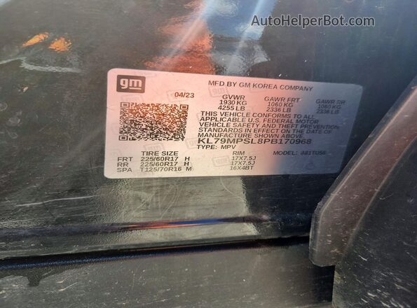 KL79MPSL8PB170968 2023 CHEVROLET TRAILBLAZER Черный Вид подкапотного пространства