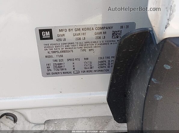 KL79MPSLXMB055476 2021 CHEVROLET TRAILBLAZER White Vista del compartimento del motor