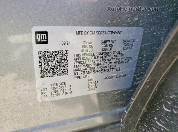 KL79MPSP4SB077151 2025 CHEVROLET TRAILBLAZER Серебряный Панорамный вид салона 360°