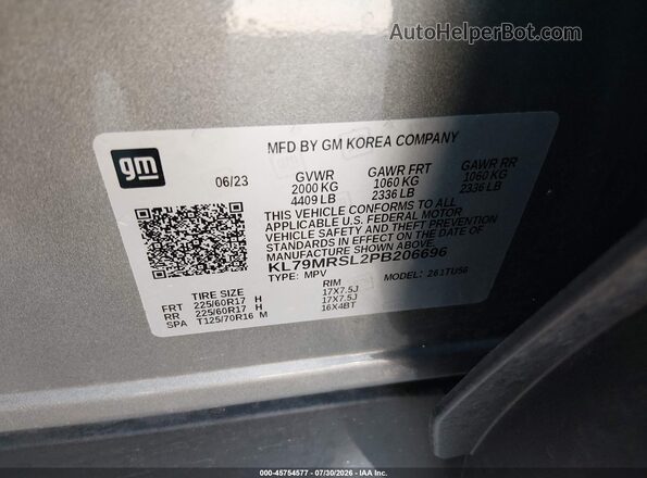 KL79MRSL2PB206696 2023 CHEVROLET TRAILBLAZER Silver Vista del compartimento del motor