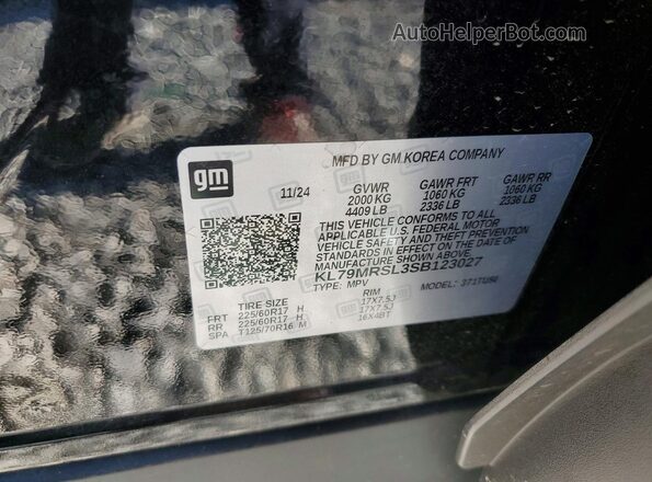 KL79MRSL3SB123027 2025 CHEVROLET TRAILBLAZER Black VIN sticker view