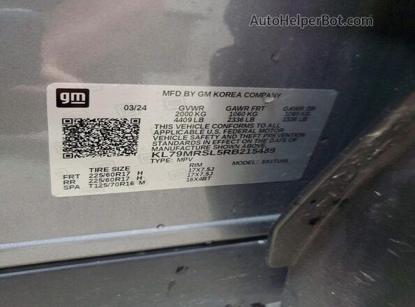 KL79MRSL5RB215489 2024 CHEVROLET TRAILBLAZER Gray Панорамний вид салону 360°