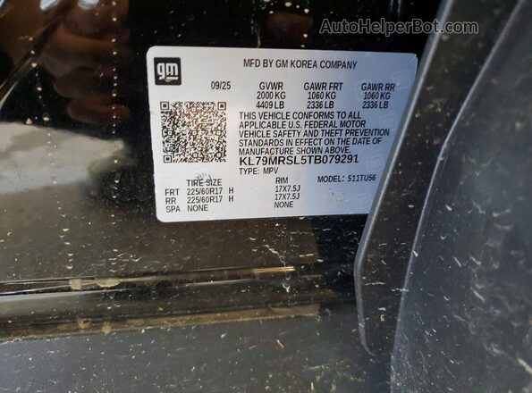 KL79MRSL5TB079291 2026 CHEVROLET TRAILBLAZER Black Widok naklejki z numerem VIN