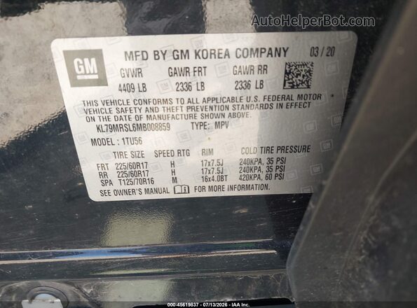 KL79MRSL6MB008859 2021 CHEVROLET TRAILBLAZER Black Вид підкапотного простору