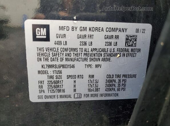 KL79MRSL6PB031546 2023 CHEVROLET TRAILBLAZER Black Vista interior de 360 grados