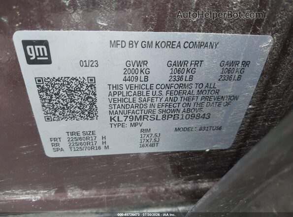 KL79MRSL8PB109843 2023 CHEVROLET TRAILBLAZER Burgundy ძრავის განყოფილების ხედი