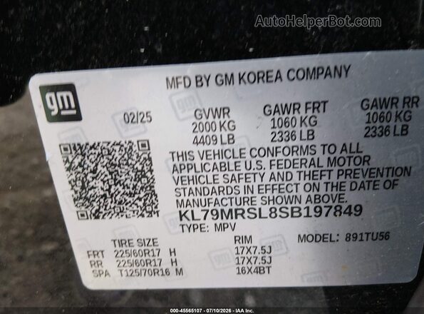 KL79MRSL8SB197849 2025 CHEVROLET TRAILBLAZER Black Widok komory silnika