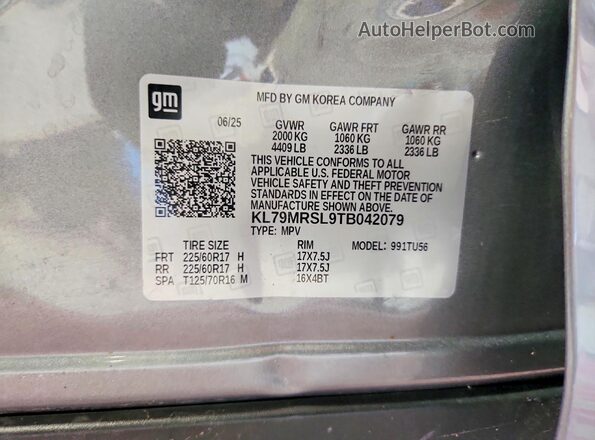 KL79MRSL9TB042079 2026 CHEVROLET TRAILBLAZER Gray Engine compartment view