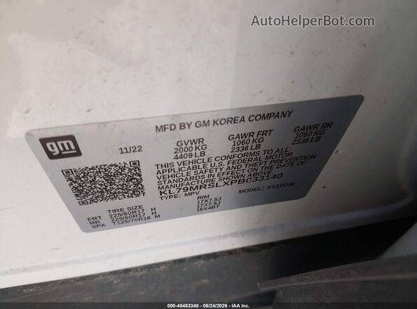 KL79MRSLXPB033140 2023 CHEVROLET TRAILBLAZER White Вид підкапотного простору