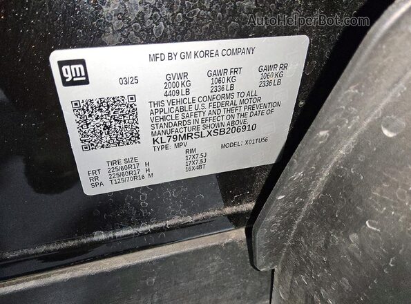 KL79MRSLXSB206910 2025 CHEVROLET TRAILBLAZER Black Սալոնի 360 աստիճան տեսք