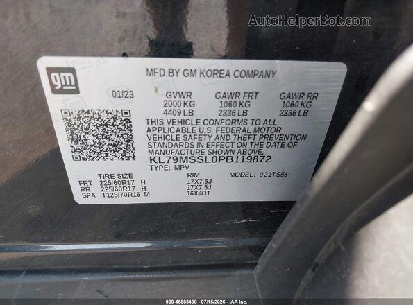 KL79MSSL0PB119872 2023 CHEVROLET TRAILBLAZER Black Widok komory silnika
