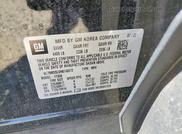 KL79MSSL6NB146572 2022 CHEVROLET TRAILBLAZER Black Vista del compartimento del motor