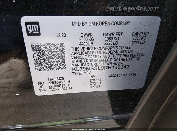 KL79MSSL9RB140142 2024 CHEVROLET TRAILBLAZER Black Widok komory silnika
