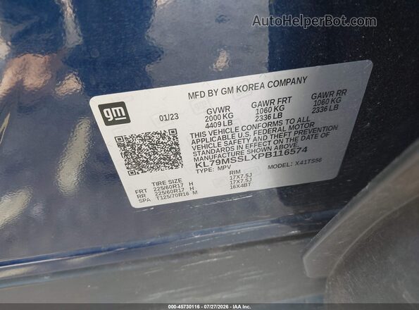 KL79MSSLXPB116574 2023 CHEVROLET TRAILBLAZER Blue Engine compartment view