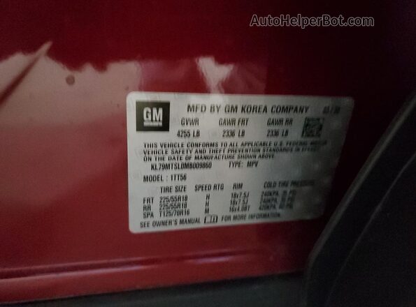 KL79MTSL0MB009860 2021 CHEVROLET TRAILBLAZER Red Widok naklejki z numerem VIN