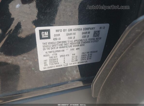 KL79MTSL0PB051496 2023 CHEVROLET TRAILBLAZER Black Engine compartment view