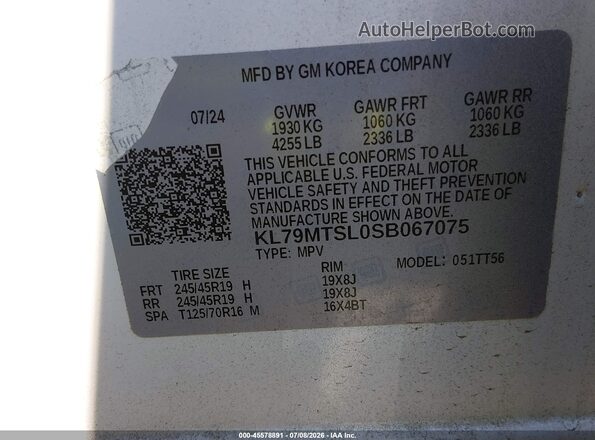 KL79MTSL0SB067075 2025 CHEVROLET TRAILBLAZER White Շարժիչի բաժամունքի տեսք