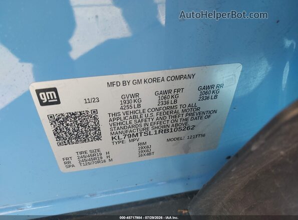 KL79MTSL1RB105262 2024 CHEVROLET TRAILBLAZER Blue Вид підкапотного простору