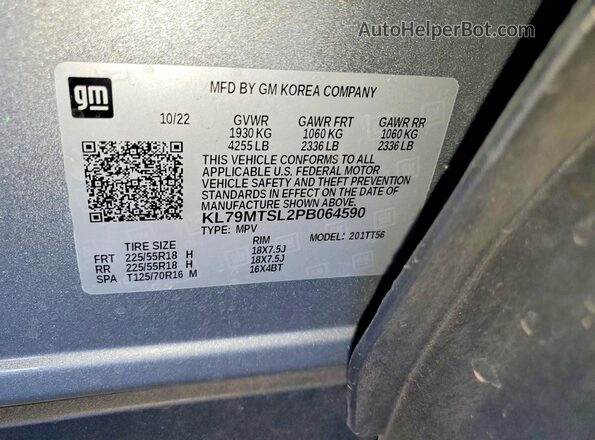 KL79MTSL2PB064590 2023 CHEVROLET TRAILBLAZER Gray Engine compartment view