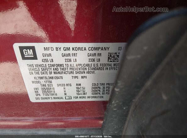 KL79MTSL3NB120470 2022 CHEVROLET TRAILBLAZER Red Widok komory silnika