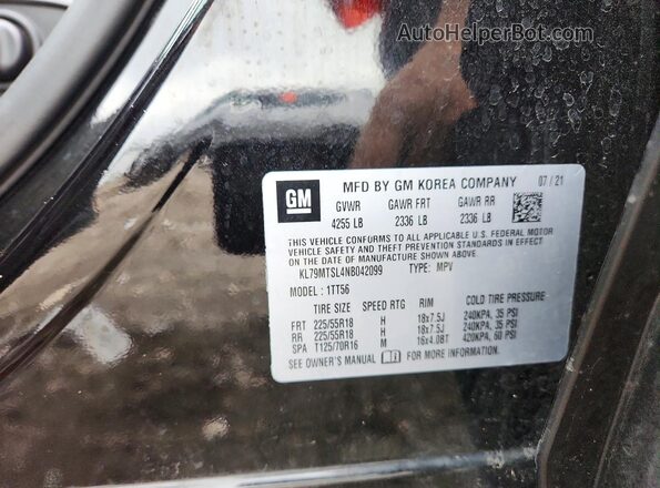KL79MTSL4NB042099 2022 CHEVROLET TRAILBLAZER Black VIN sticker view