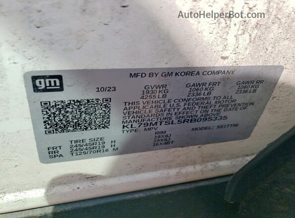 KL79MTSL5RB095335 2024 CHEVROLET TRAILBLAZER White Engine compartment view