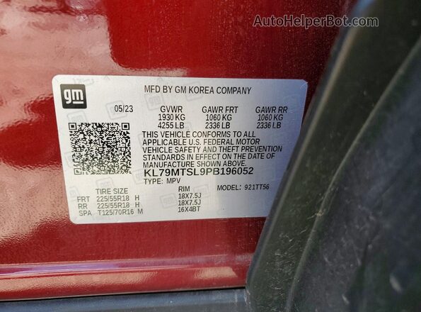 KL79MTSL9PB196052 2023 CHEVROLET TRAILBLAZER Red Widok komory silnika