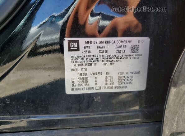 KL79MTSLXNB068111 2022 CHEVROLET TRAILBLAZER Black Widok wnętrza 360 stopni
