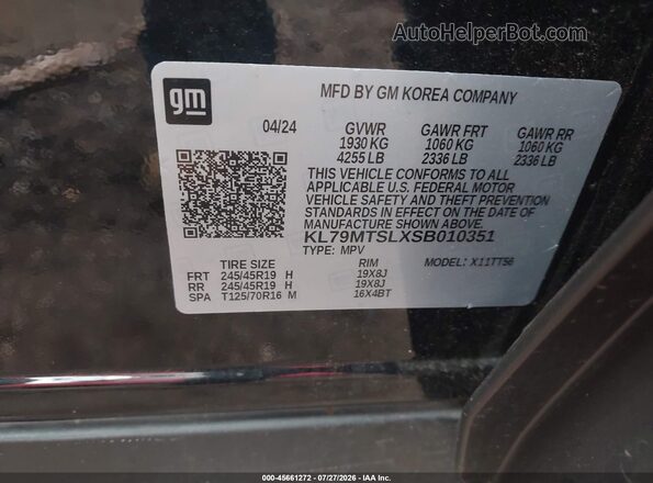 KL79MTSLXSB010351 2025 CHEVROLET TRAILBLAZER Black Engine compartment view