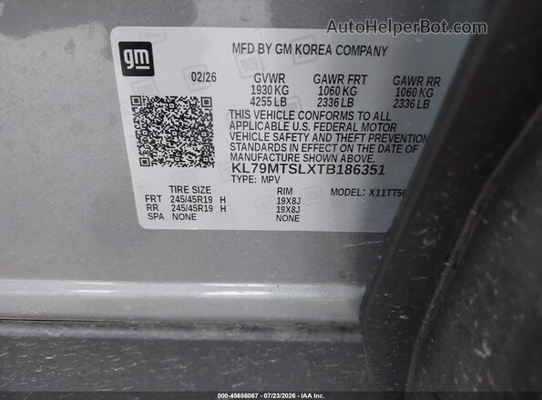KL79MTSLXTB186351 2026 CHEVROLET TRAILBLAZER Серый Вид подкапотного пространства