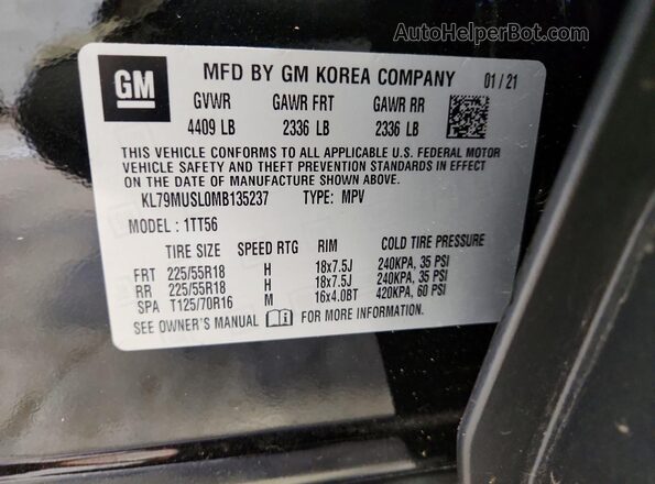 KL79MUSL0MB135237 2021 CHEVROLET TRAILBLAZER Black Панорамний вид салону 360°