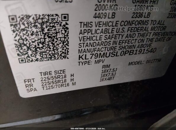 KL79MUSL0PB191540 2023 CHEVROLET TRAILBLAZER Black Vista del compartimento del motor