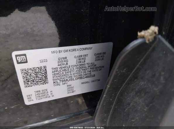 KL79MUSL0RB146018 2024 CHEVROLET TRAILBLAZER Черный Вид подкапотного пространства